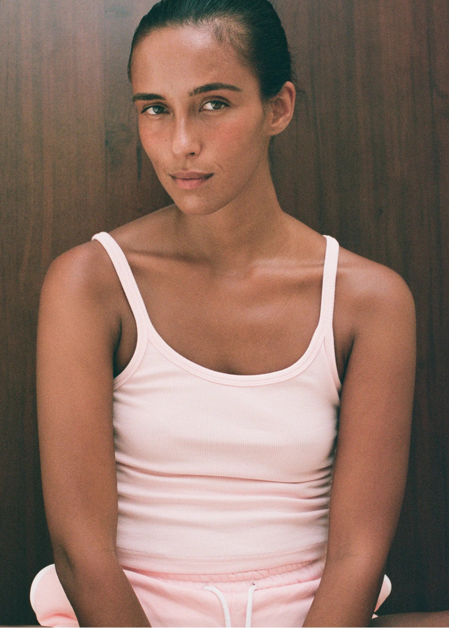 Ribbed Organic Tank - Pink
