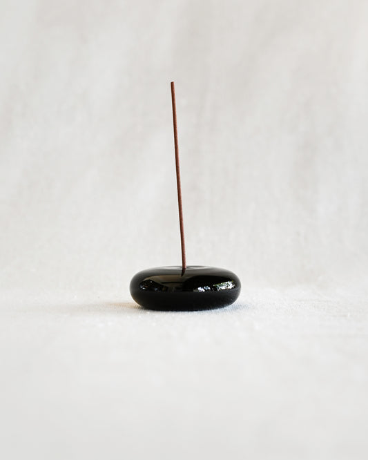 Bubble Glass Incense Holder - Black