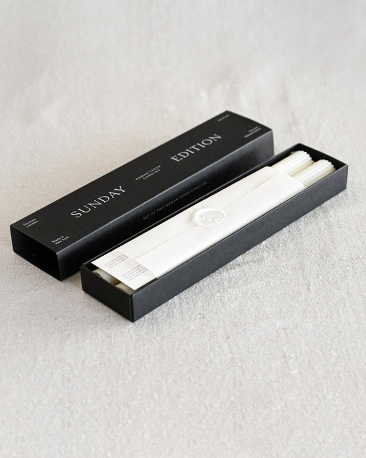 Cream Roman Taper Candle - Set of Two