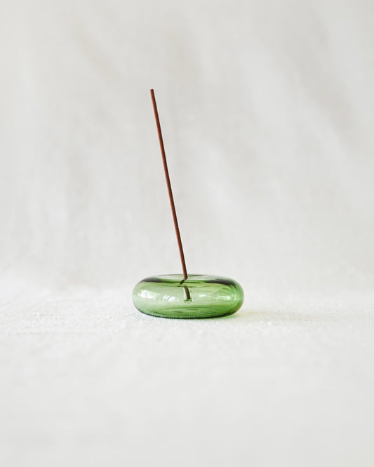 Bubble Glass Incense Holder - Green