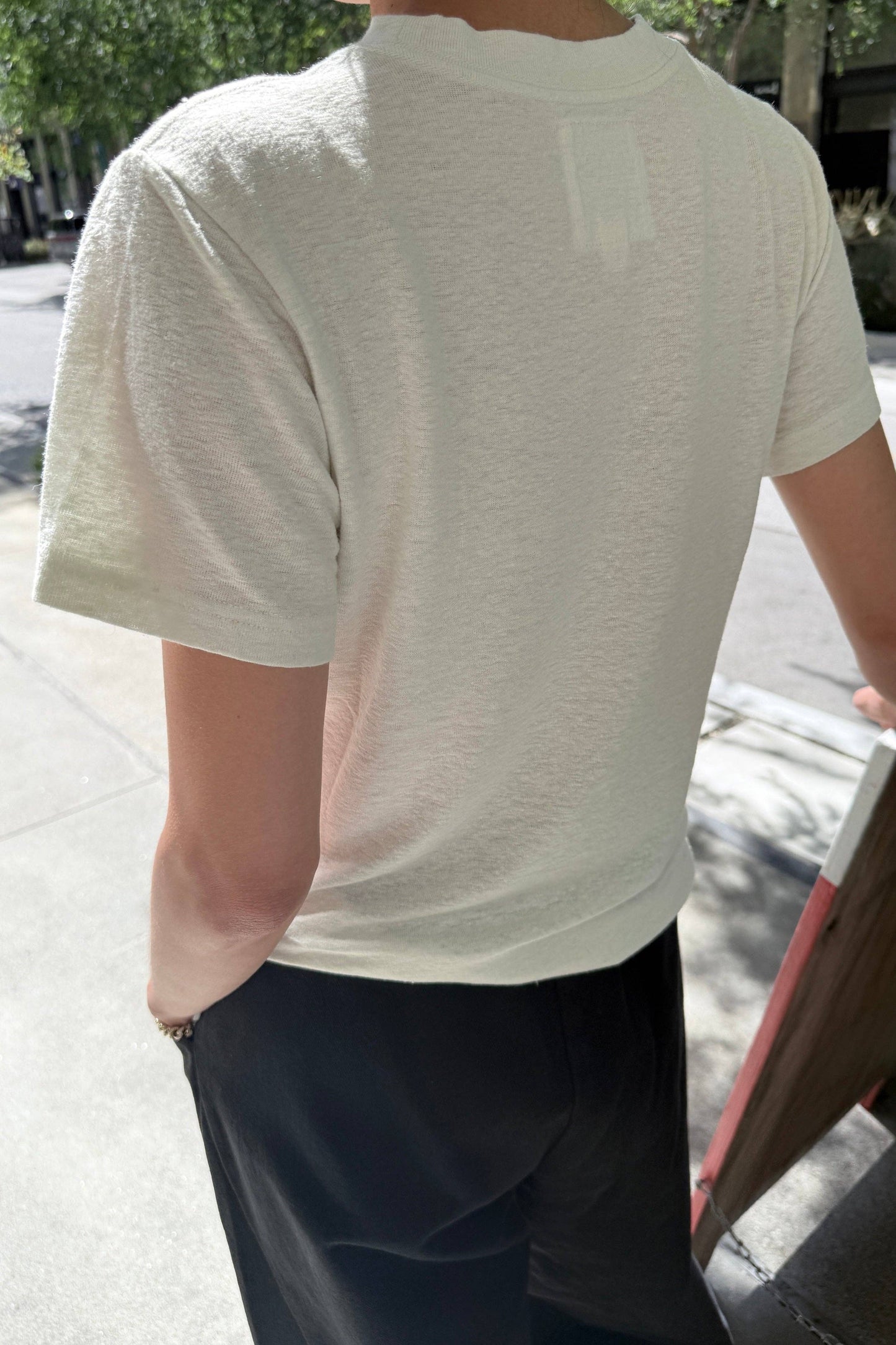 Bo Linen Blend Tee - Salt
