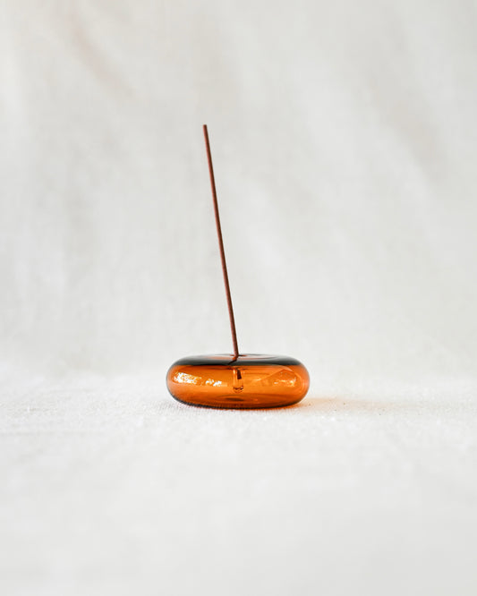 Bubble Glass Incense Holder - Amber