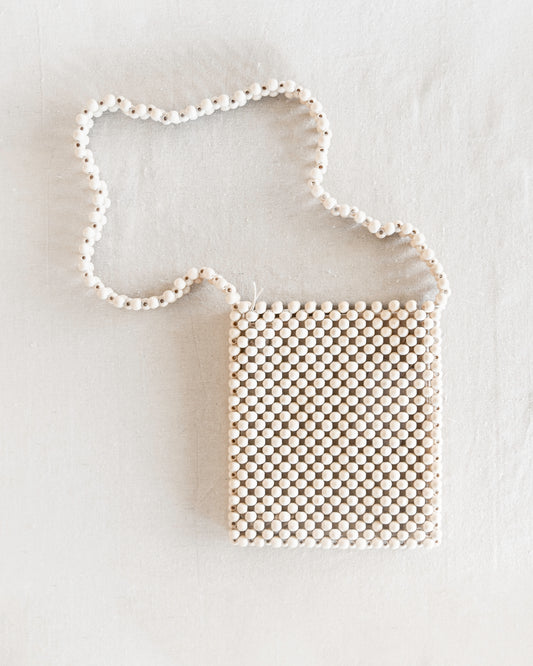 Beaded Crossbody Bag - Bone