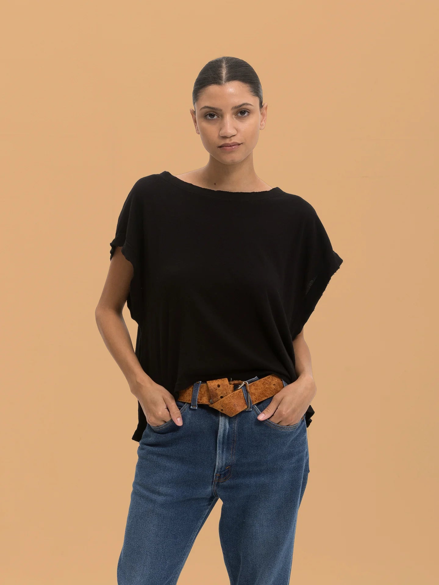 Cut Off Tee Gauzy Jersey - Black