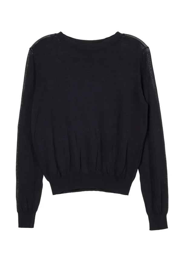 Lacerta Sheer Pullover Sweater - Black