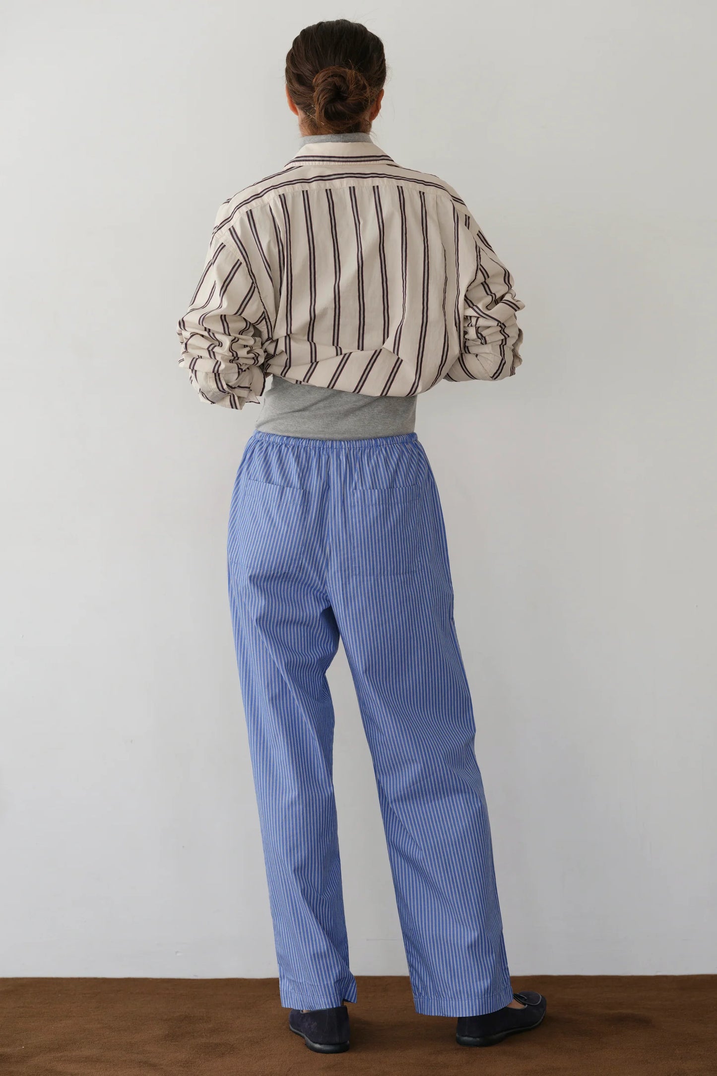 Pop Stripe Drawstring Pant - Azure Pinstripe