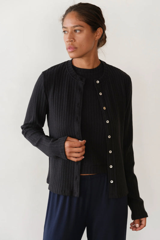 Sweater Rib Cardi - Jet