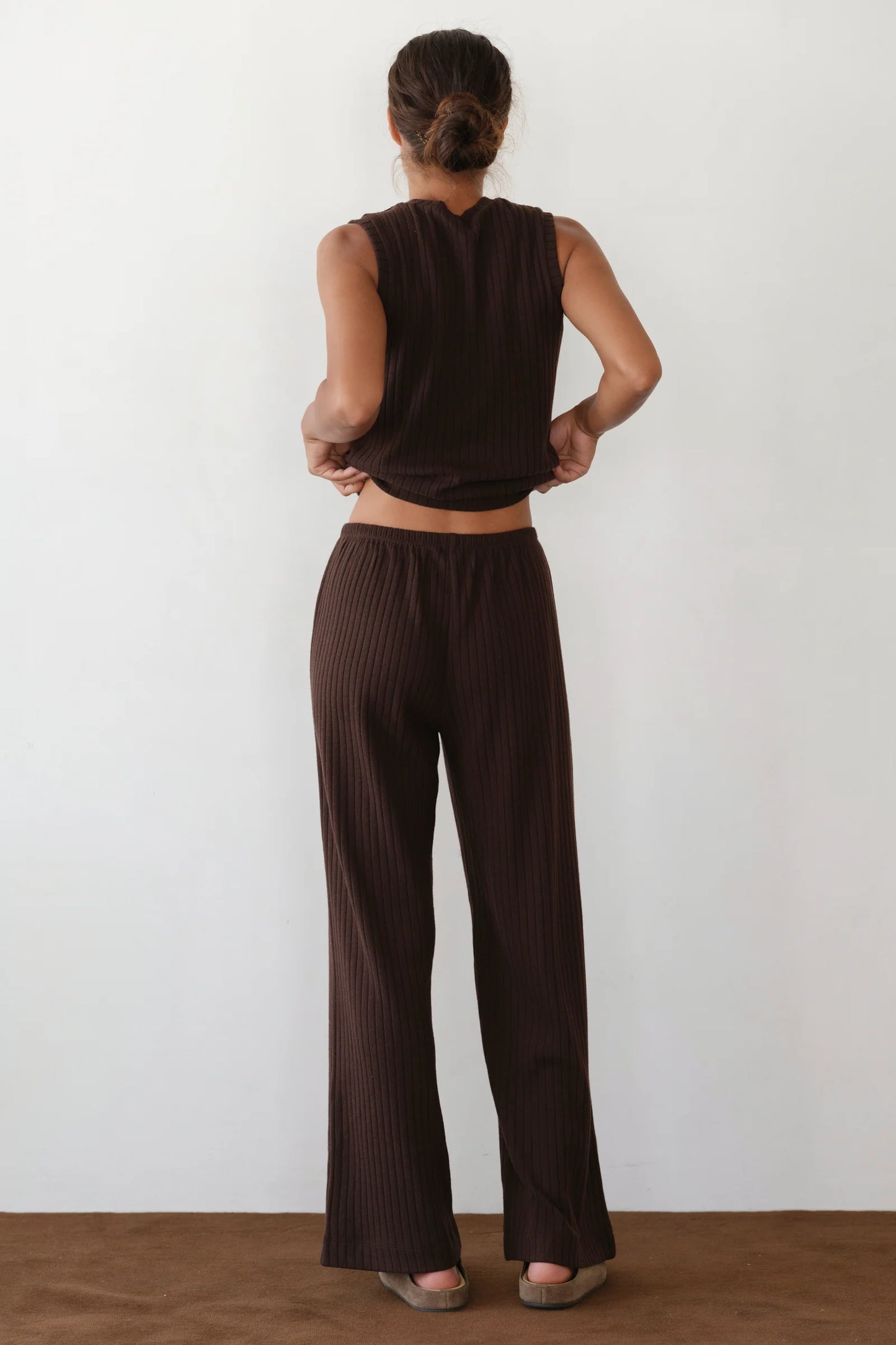 Sweater Rib Simple Pant - Espresso