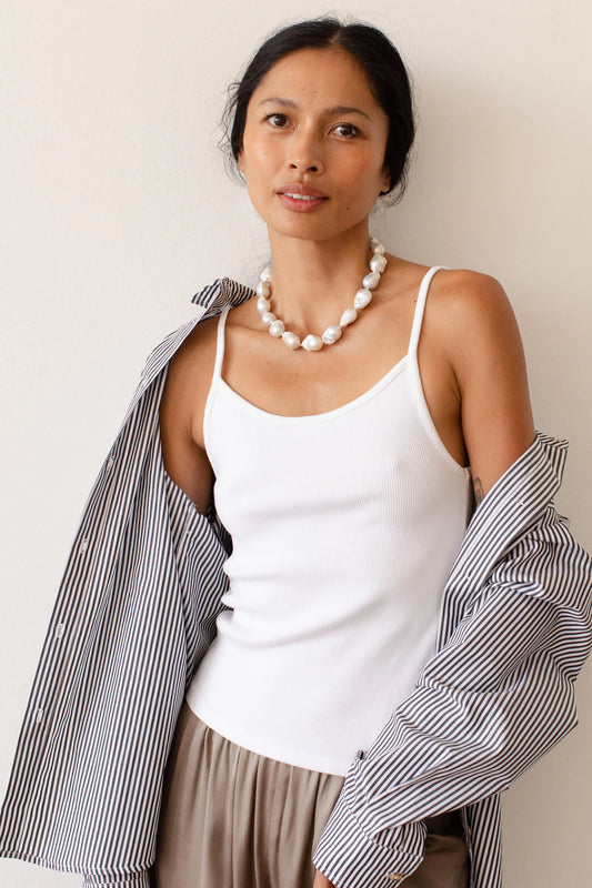 Rib Spaghetti Tank - Powder