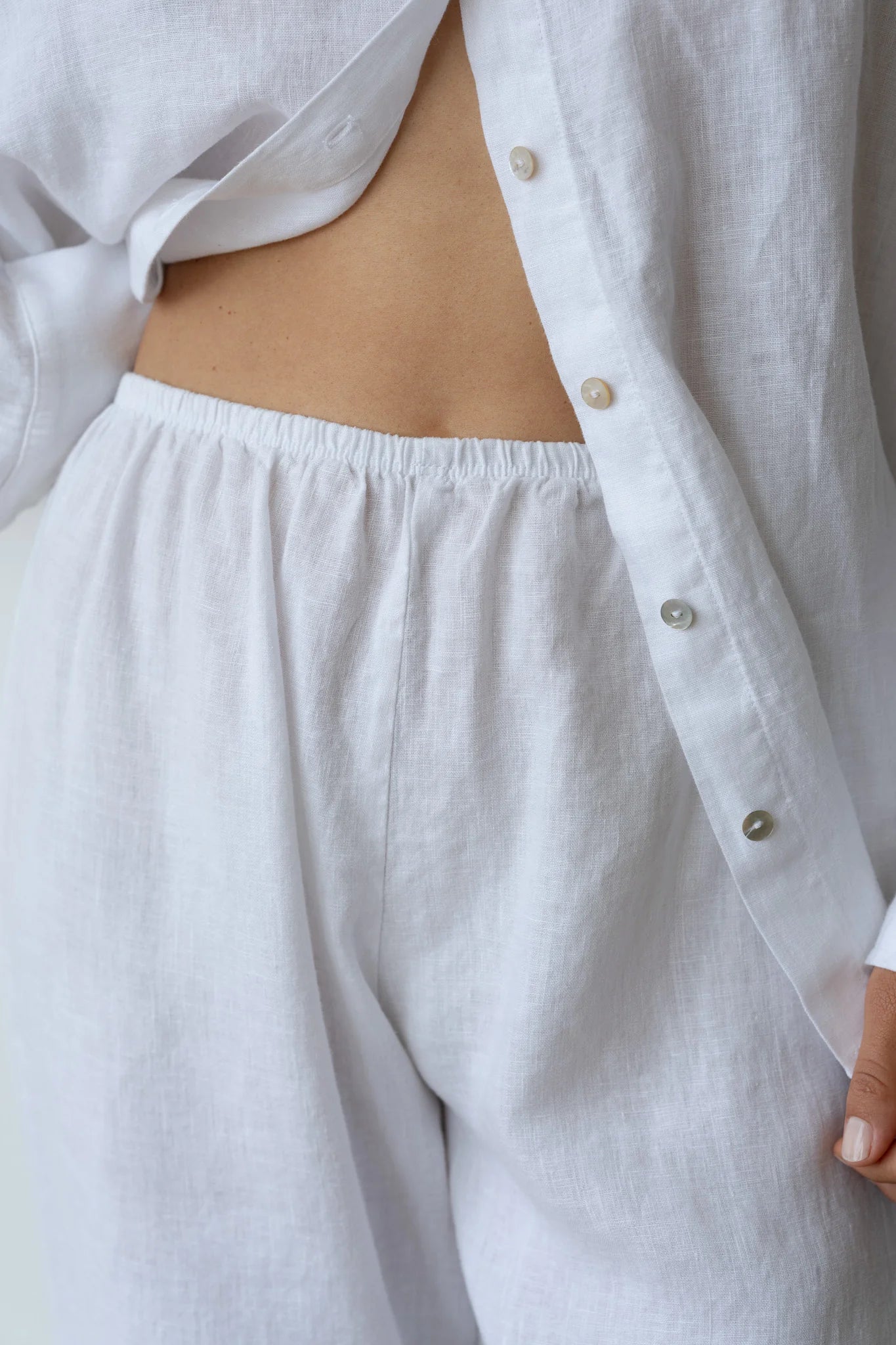 Linen Simple Pant - Powder