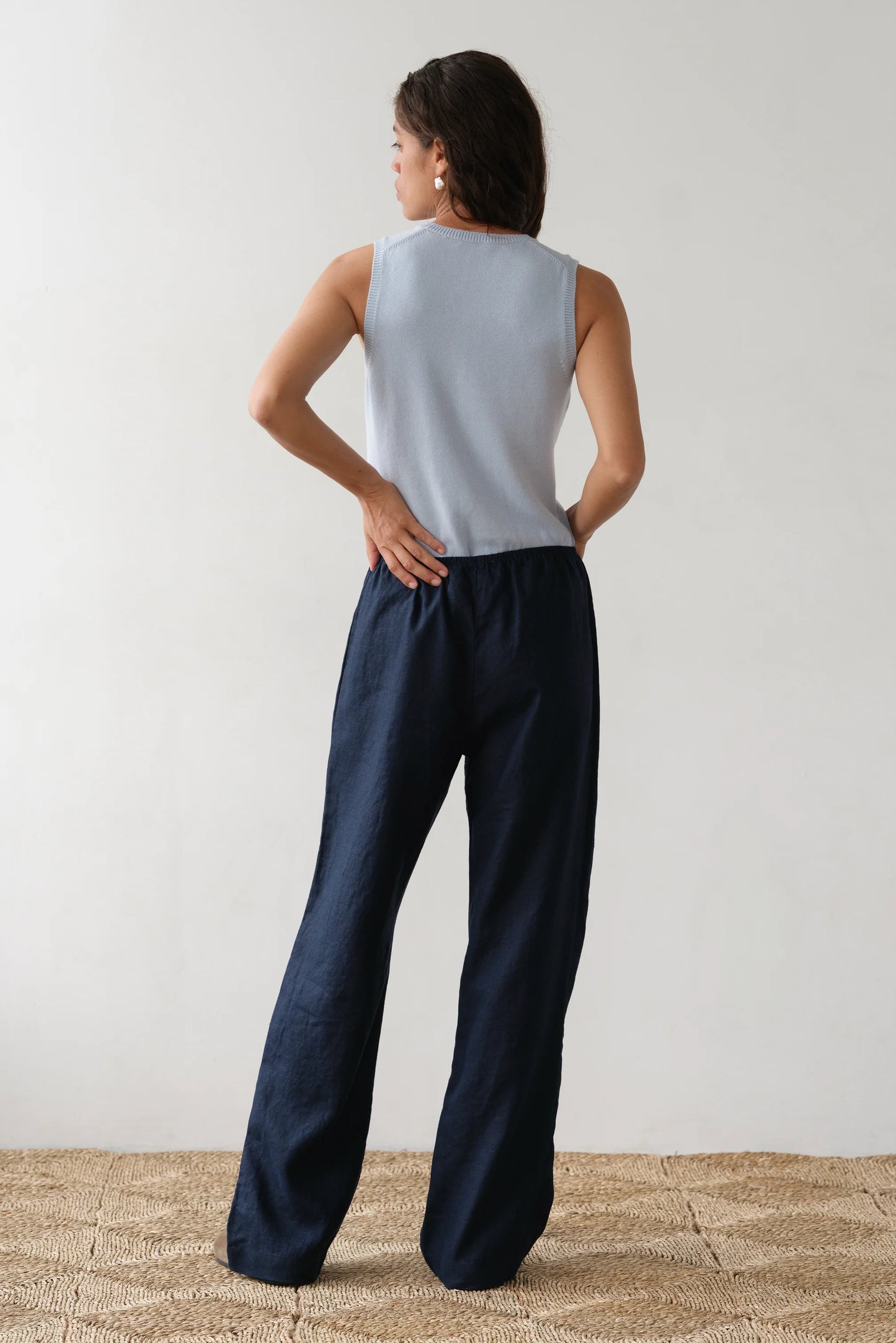Linen Simple Pant - Navy
