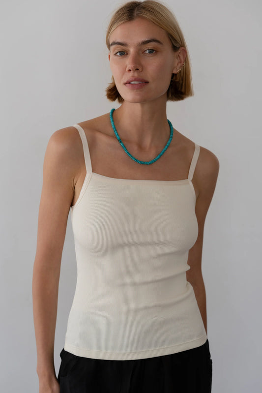 Rib Satin Tank - Creme