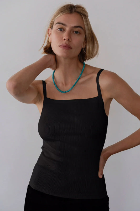 Rib Satin Tank - Jet