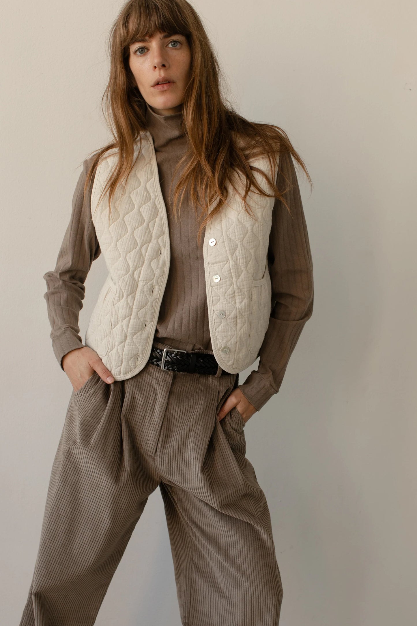 Quilted Vest - Creme