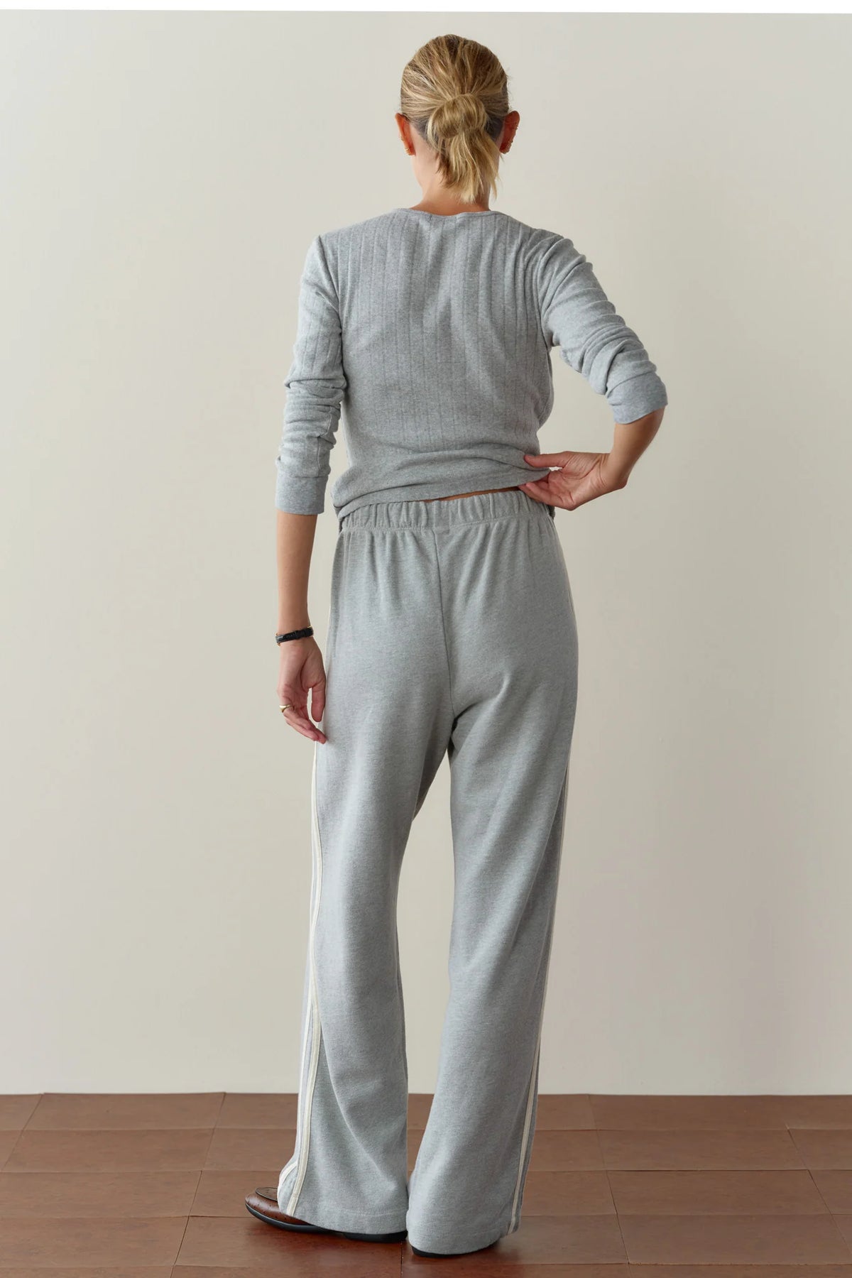 Eco-Terry Stripe Pant - Heather Grey
