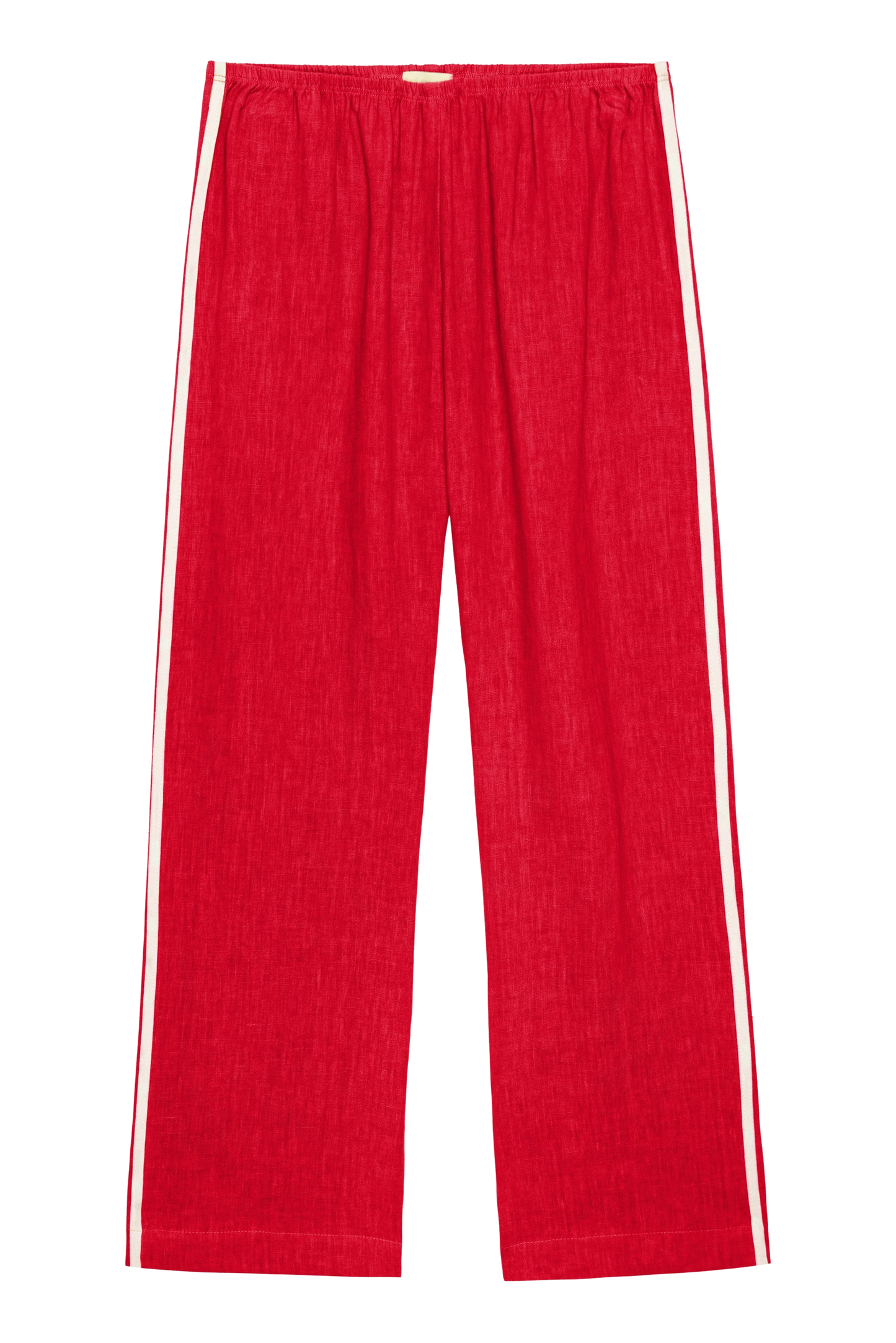 Linen Stripe Crop Racer Pant - Bell Pepper