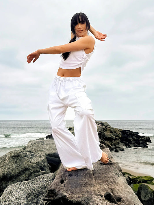 Wade Poplin Trouser - White