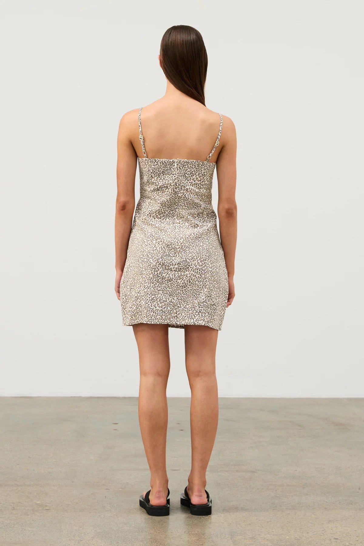 Micro Leopard Hemp Blend Mini Dress