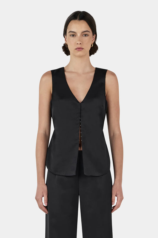 Rey Satin Vest - Black