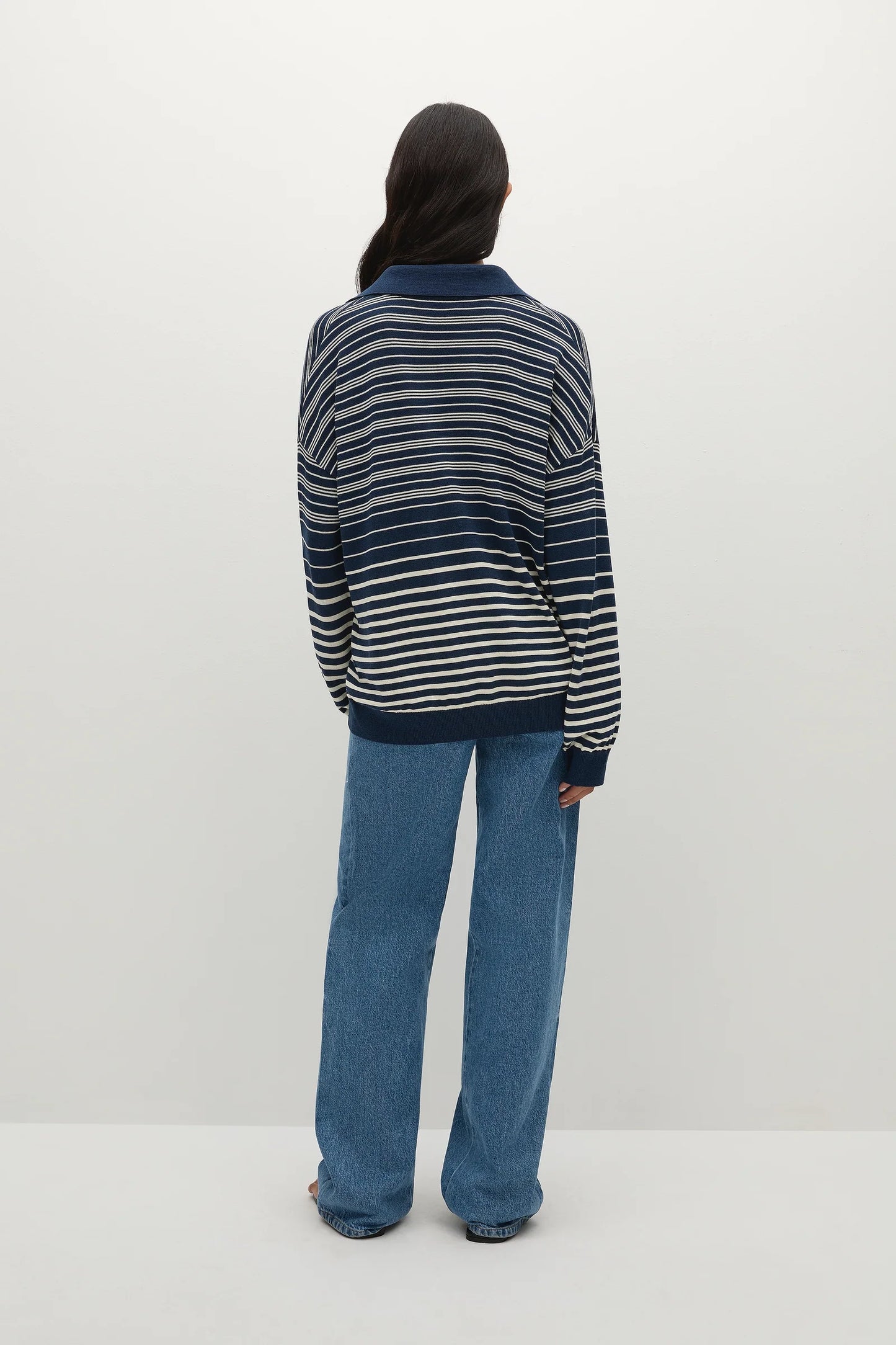 Harlow Polo - Scandi Stripe Navy Cream