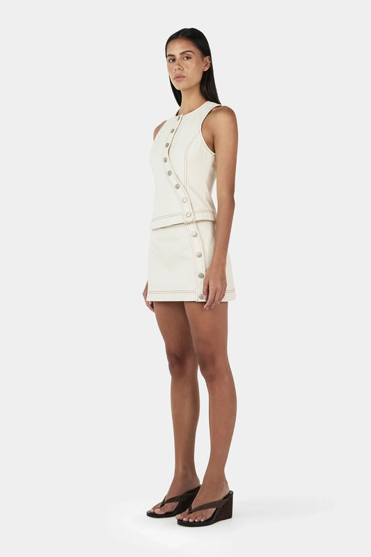 Aggie Denim Skirt - Ecru