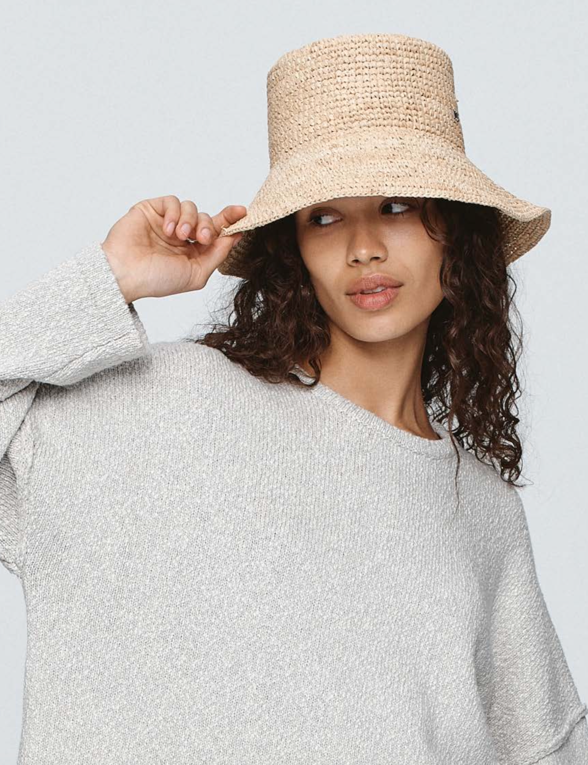 Kuia Raffia Crochet Bucket Hat - Natural