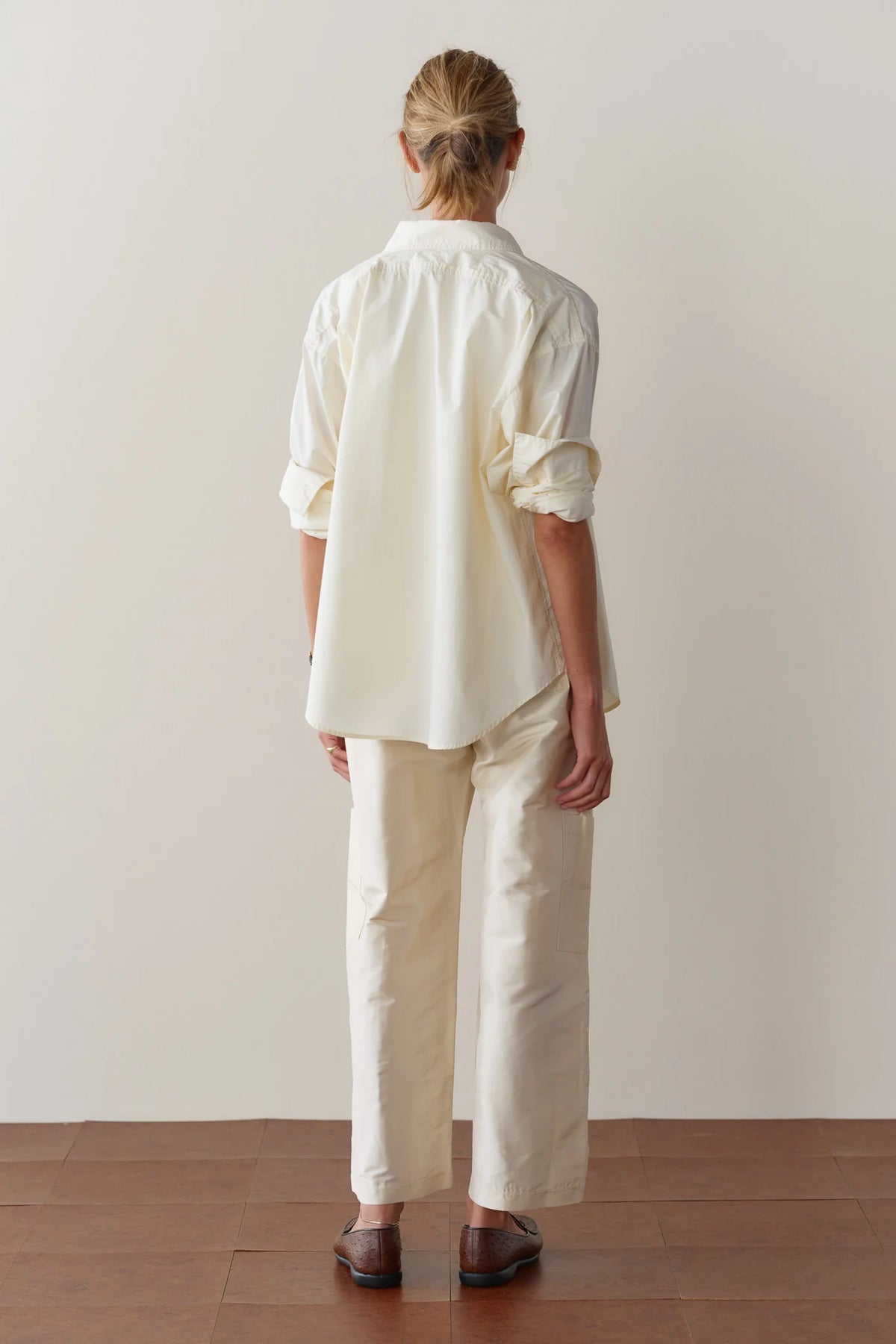 Silk Taffeta Cargo Pant - Creme