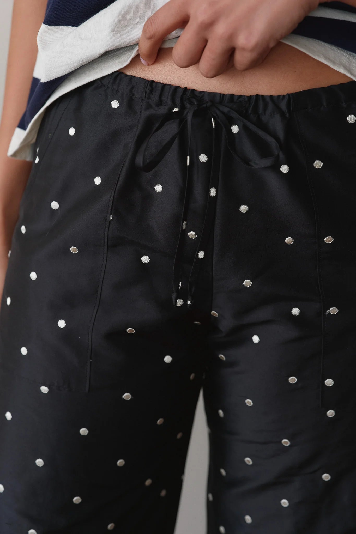 Silk Taffeta Cargo Pant - Jet Polka Dot