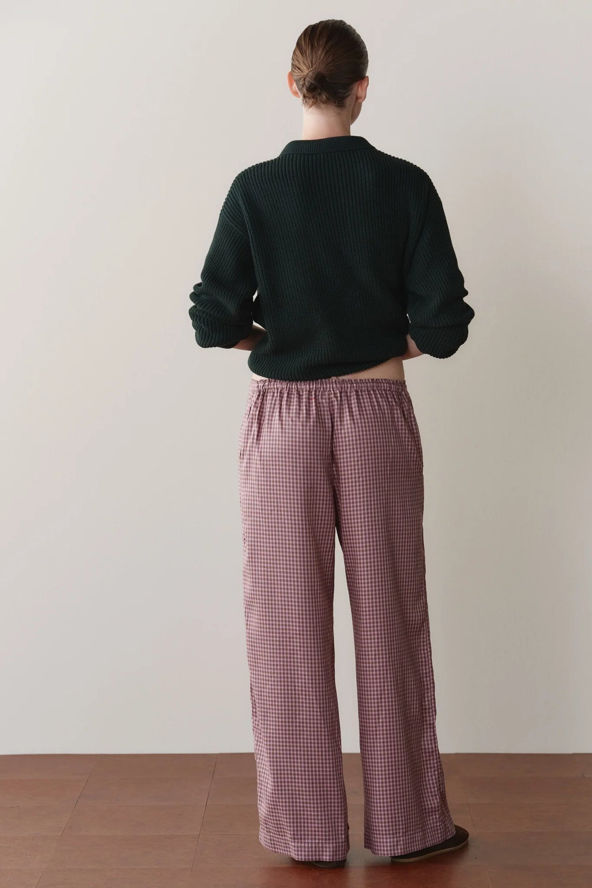 Tencel Plaid Tie Pant - Roz/Espresso Plaid