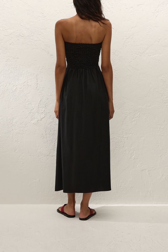 Orla Strapless Midi Dress - Black