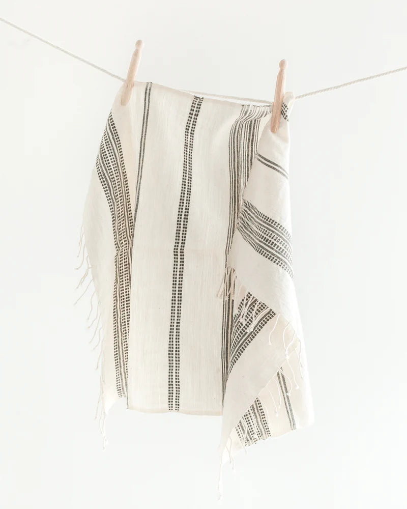 Thick Stripe Cotton Hand Towel - Dark Grey