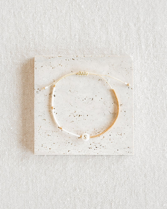 Initial Bracelet - Gold / Pearl