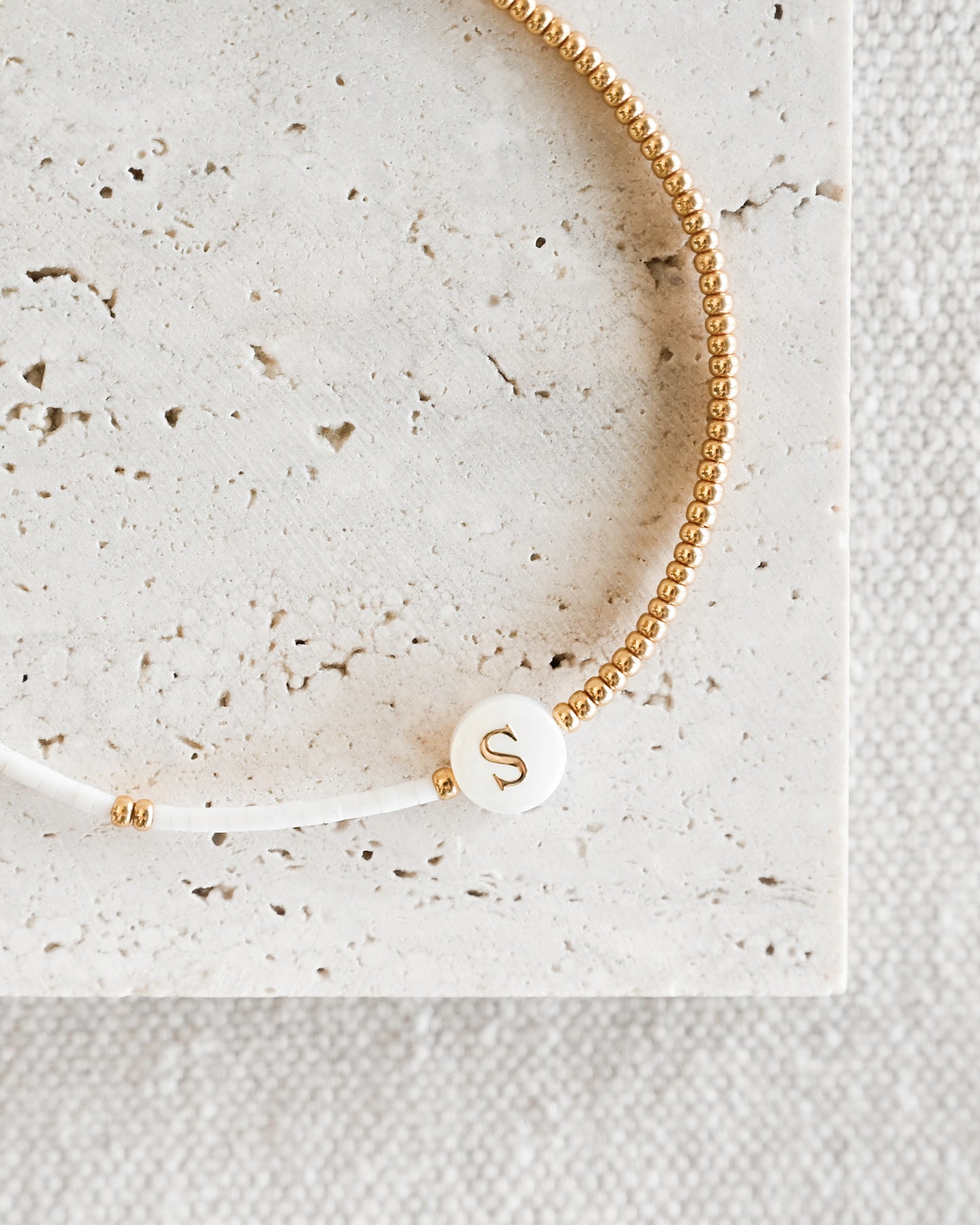 Initial Bracelet - Gold / Pearl