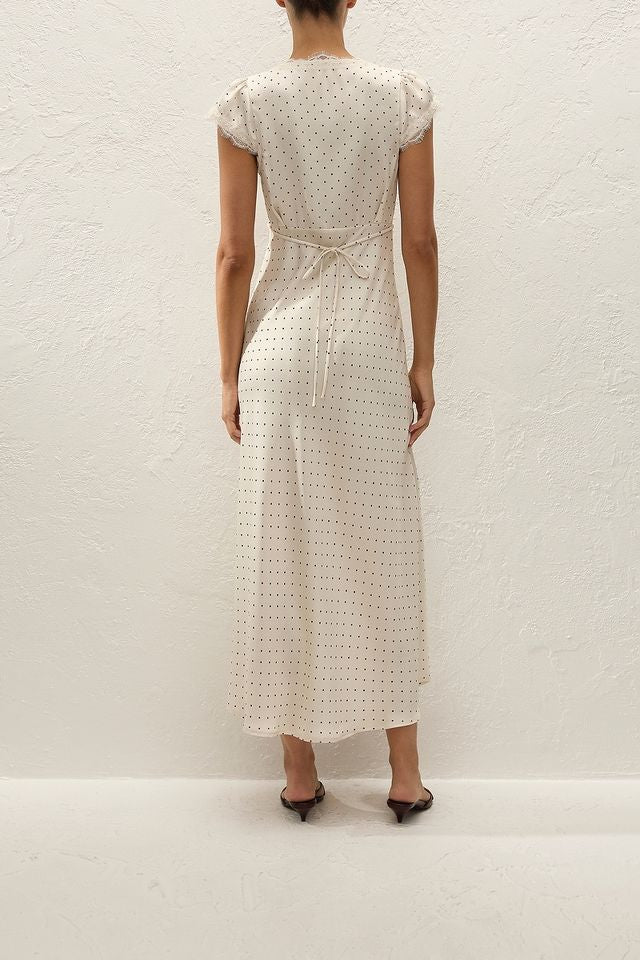 Mina Midi Dress - Polka Dot Antique White
