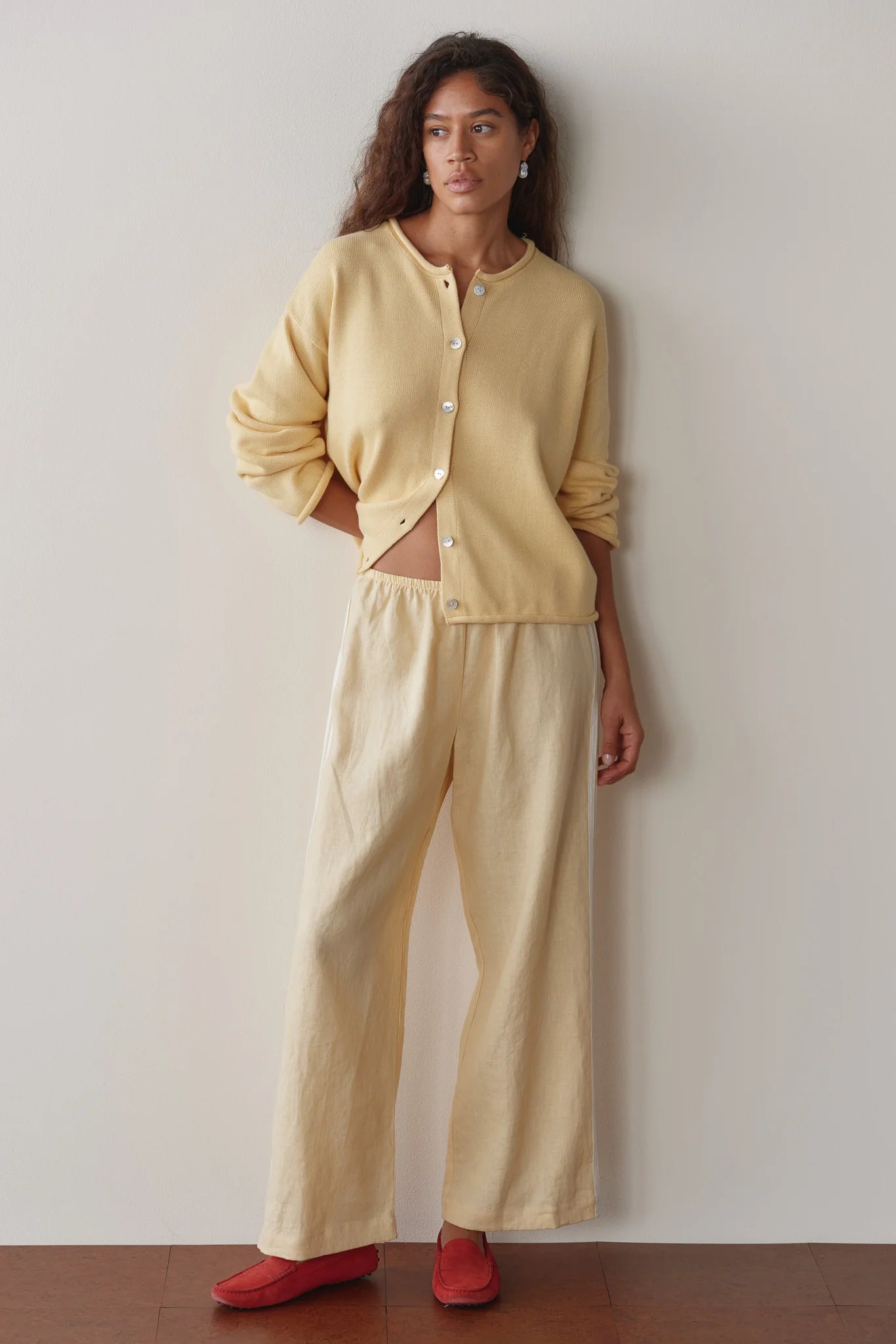 Linen Stripe Crop Pant - Butter