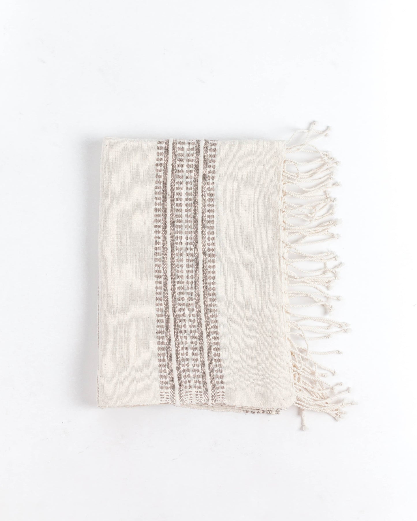 Thick Stripe Cotton Hand Towel - Stone