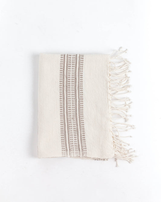 Thick Stripe Cotton Hand Towel - Stone