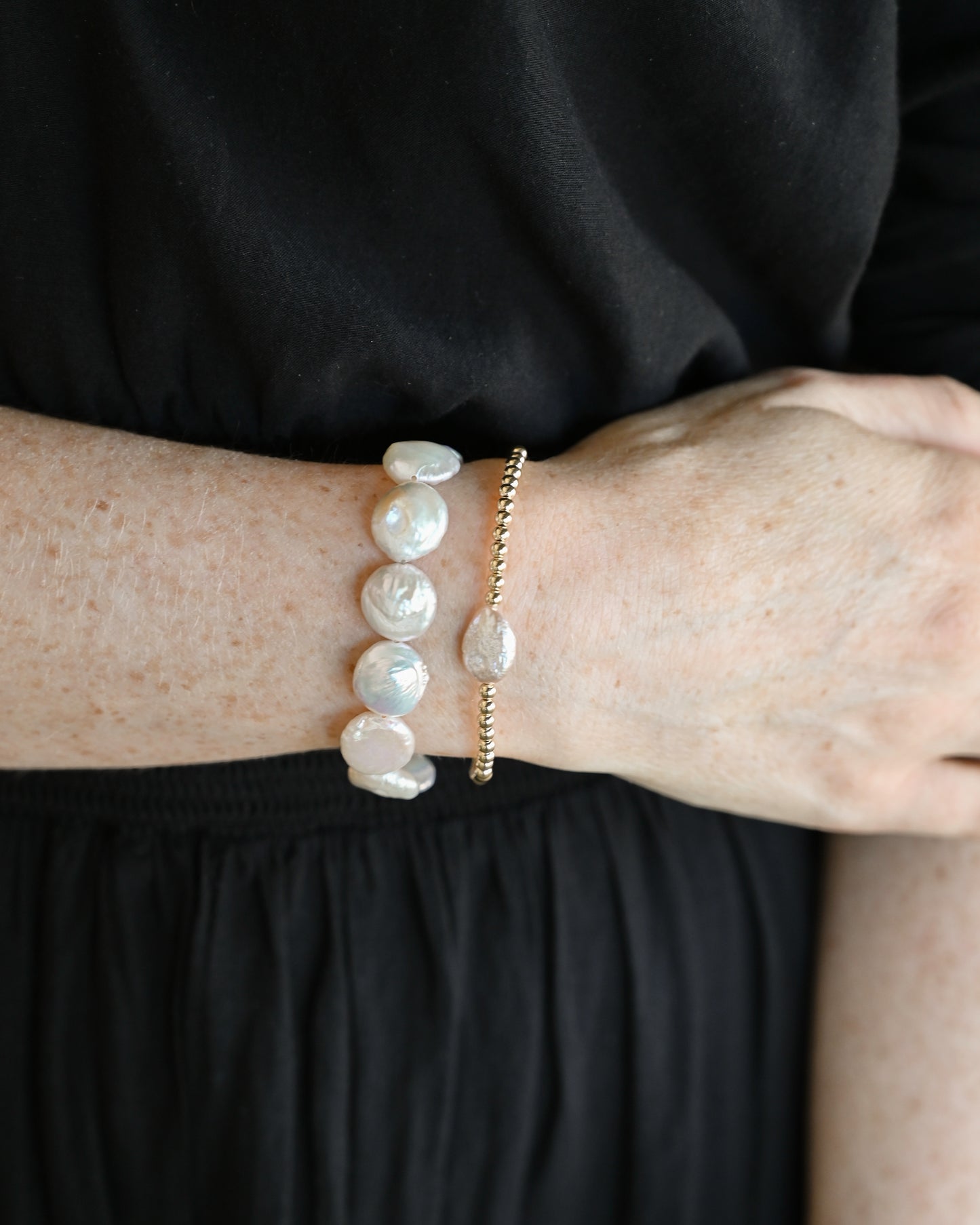 Marina Beaded Bracelet - Coin Pearl