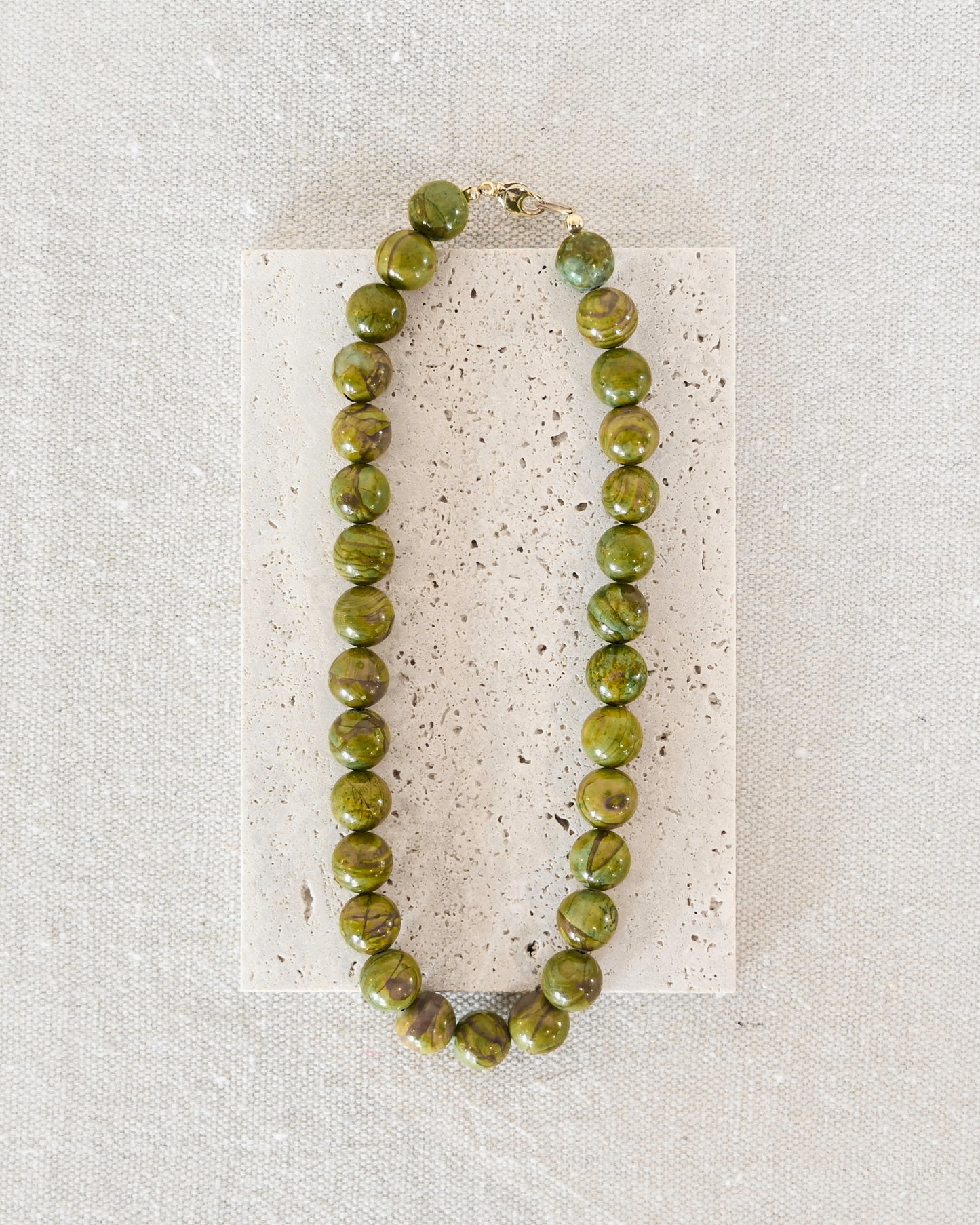 Rio Beaded Necklace - Green Jasper