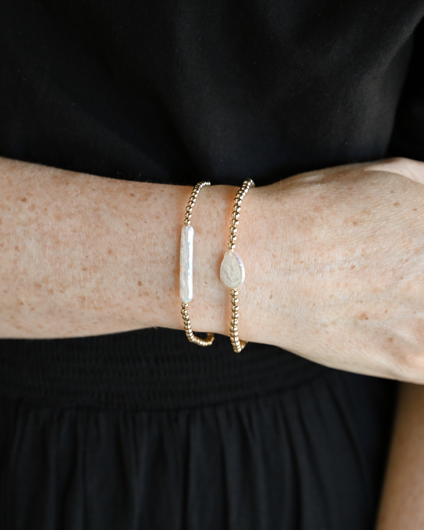Romy Beaded Bracelet - Bar Pearl