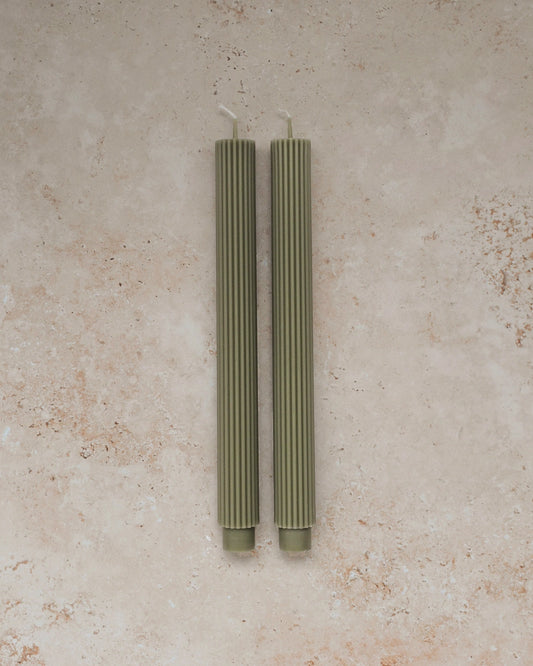 Sage Roman Taper Candle - Set of Two