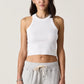 Amaya Fitted Crop Rib Tank - Soft White