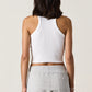 Amaya Fitted Crop Rib Tank - Soft White