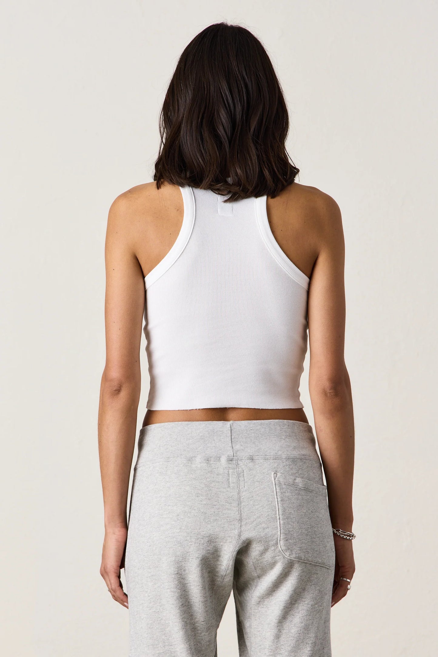 Amaya Fitted Crop Rib Tank - Soft White