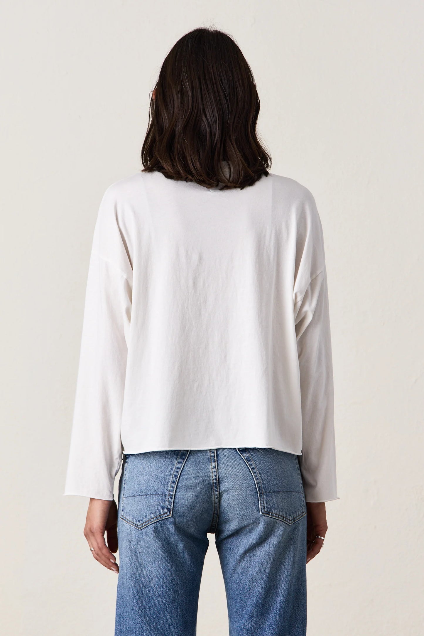 Loffler Long Sleeve Boxy Crew Tee - Soft White