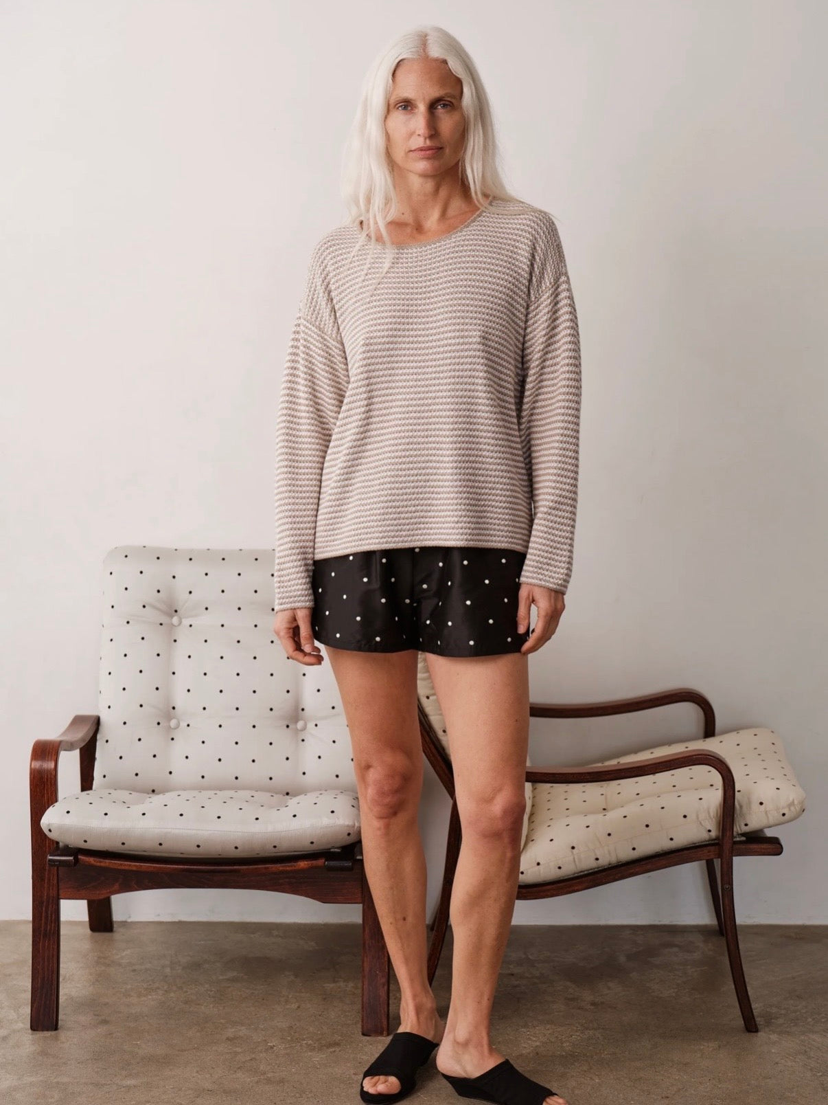 Silk Taffeta Tap Short - Jet Polka Dot