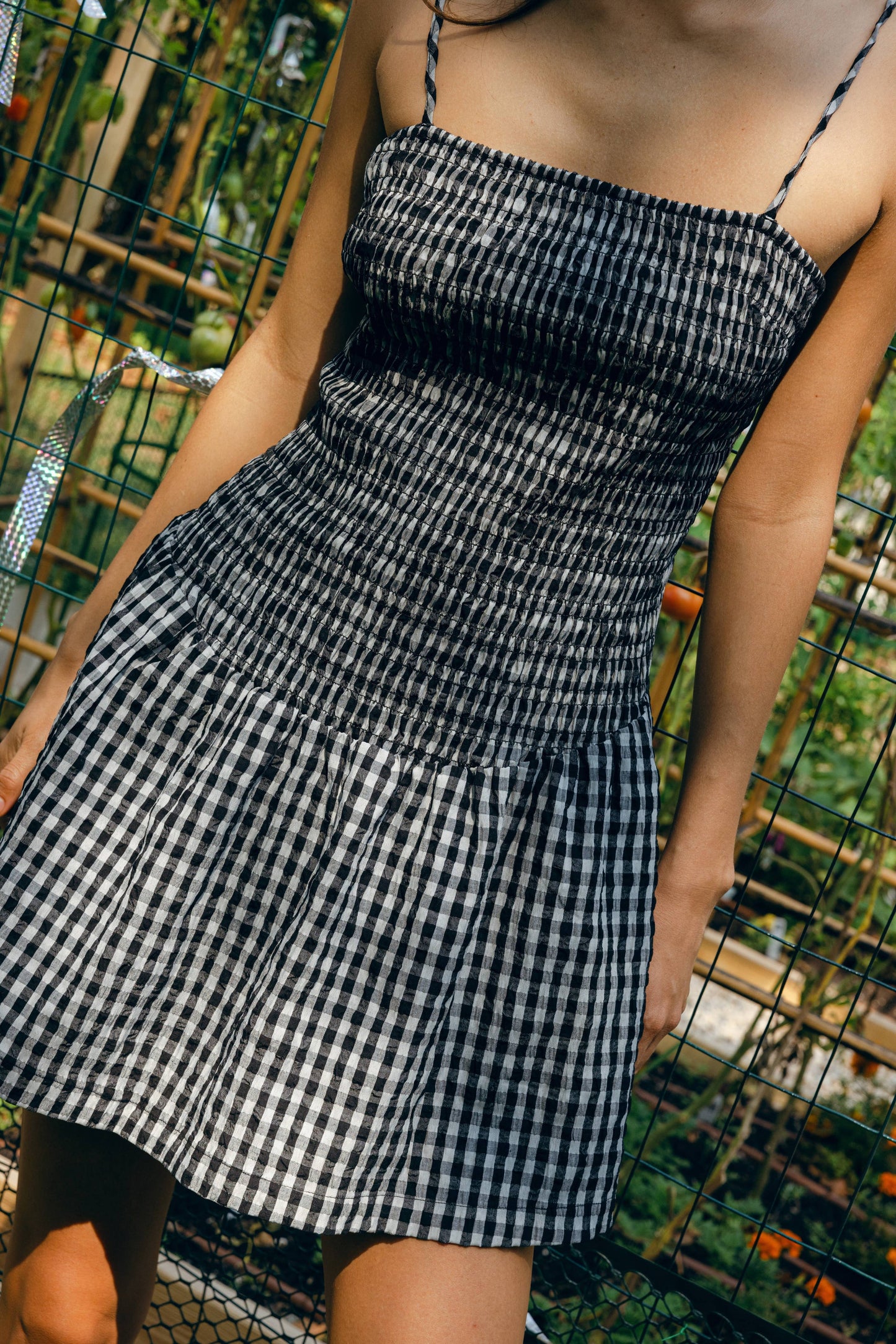Shore Mini Dress - Black and White Gingham Check