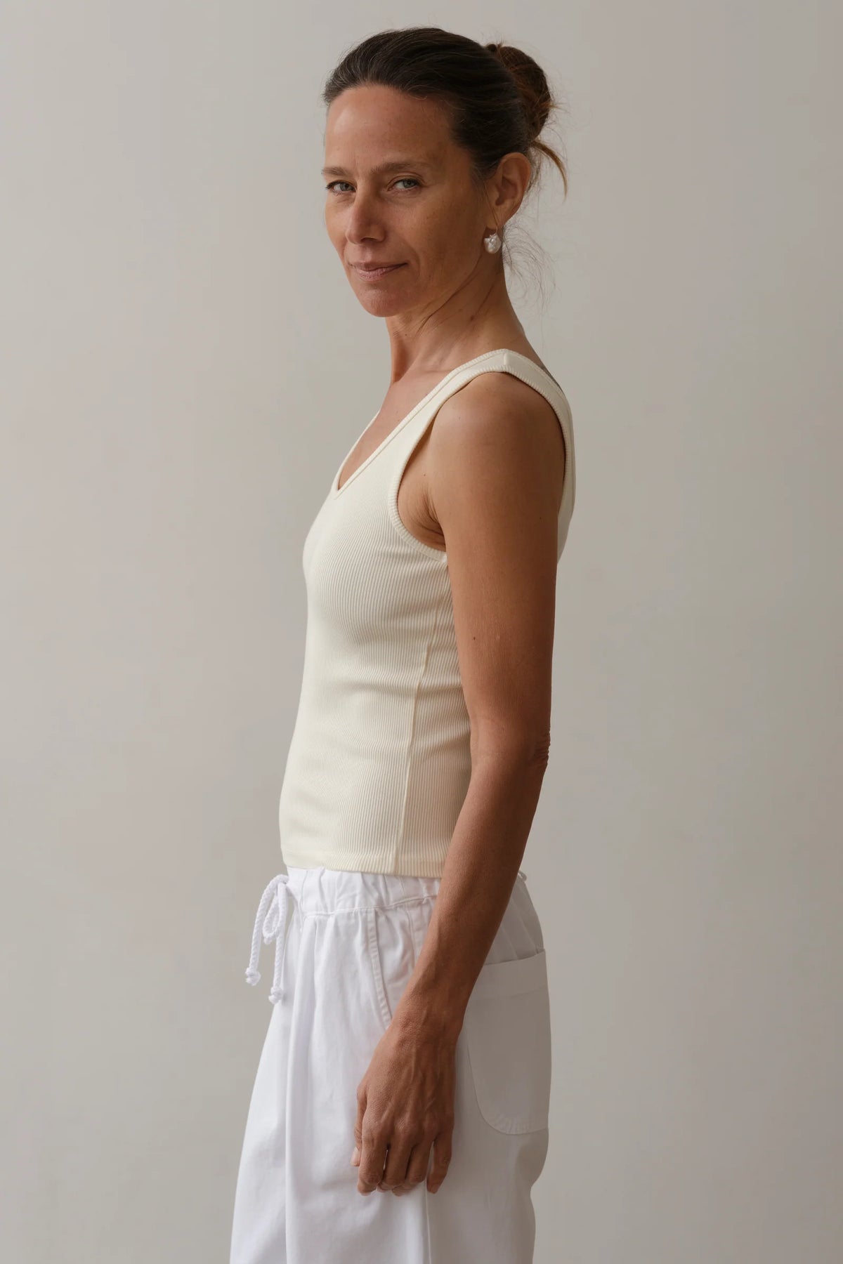 Rib Scoop Tank - Creme