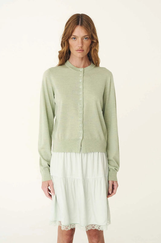 Maeve Merino Spring Cardigan - Sage Marle