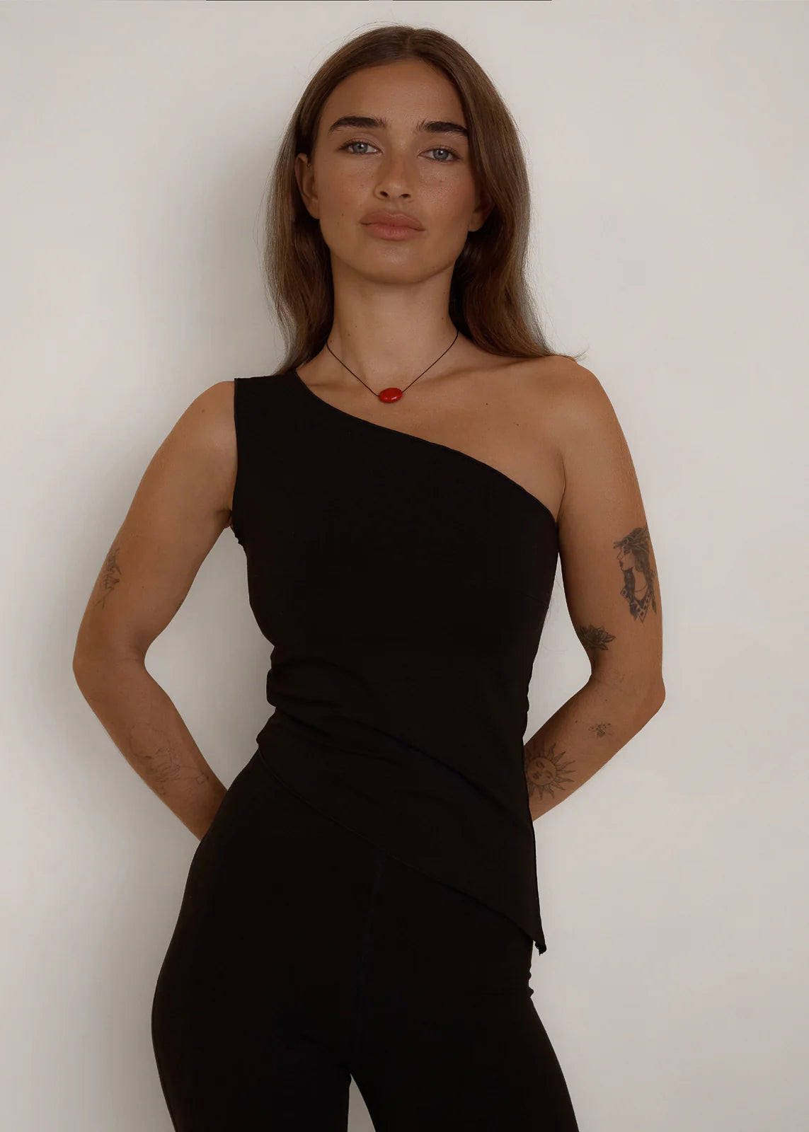 One Shoulder Asym Hem Tank - Black